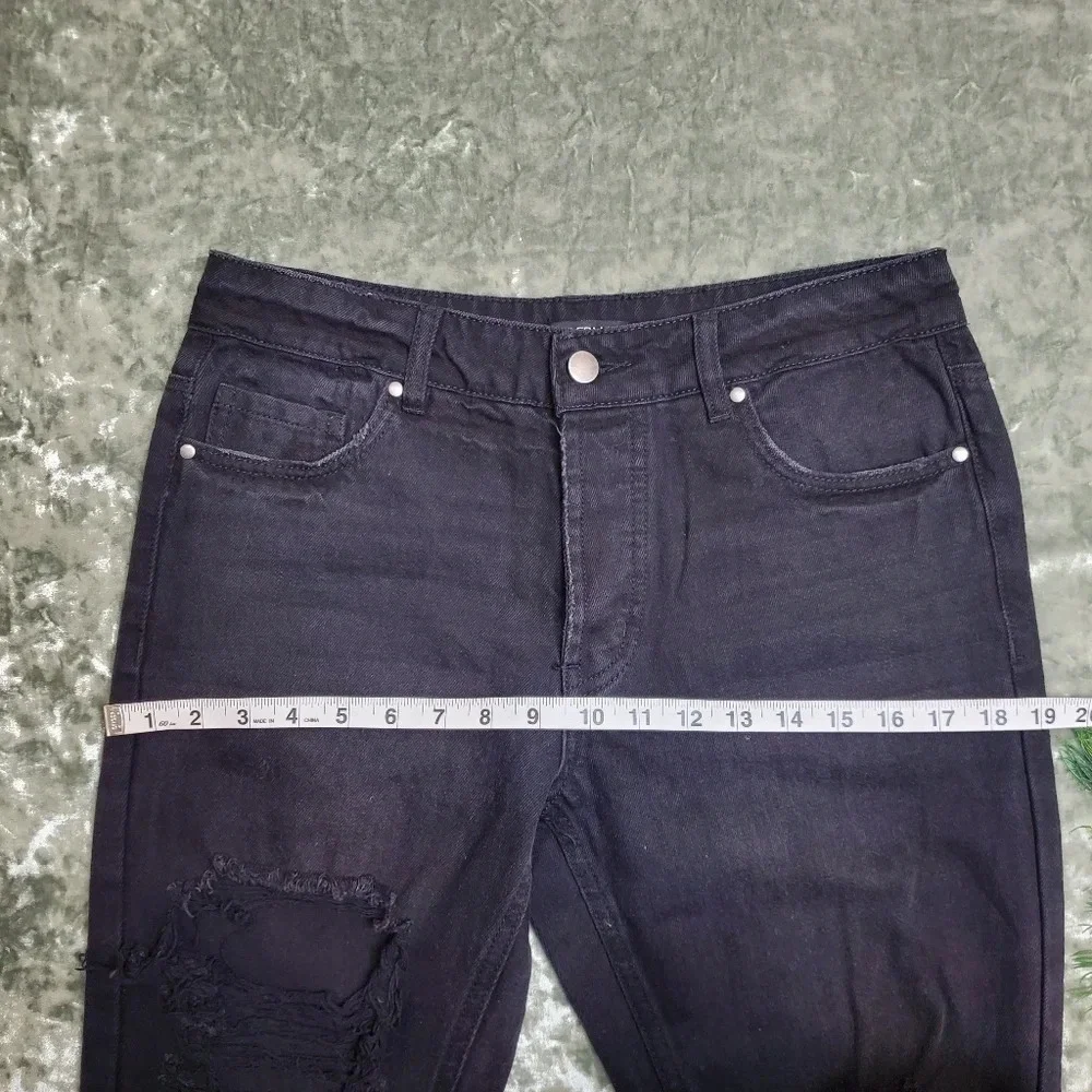 AFRM Black Distressed Button Front Jeans